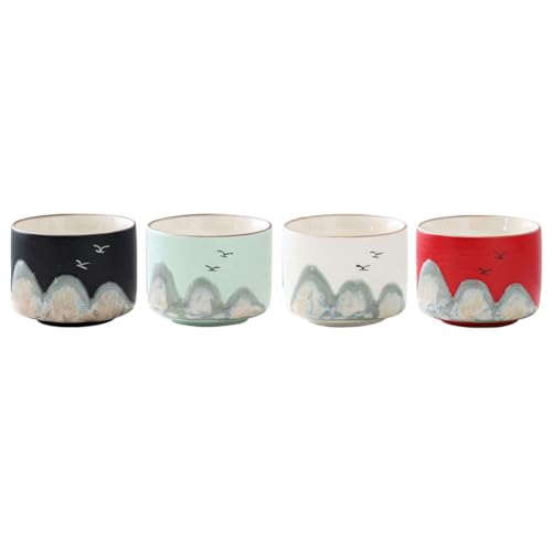 HSYHERE Set di 4 tazze da caffè in ceramica con elegante paesaggio naturale di alta montagna in volo con scatola regalo collezione ideale e regalo tazza da tè tazza da tè tazza da tè tazza da caffè di