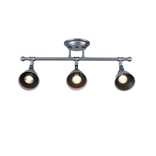 mirrea 22in Industrial Track Kit 3 Lamp Shade Heads with GU10 Base Direction Adjustable Semi Flush Ceiling Mount (Brushed Nickel)