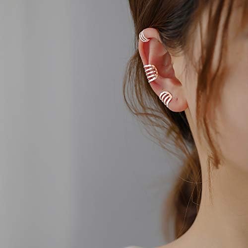 Amkaka S925 Sterling Silver Non Piercing Ear Clip Cuff Wrap Earrings for Women(1 Pair)