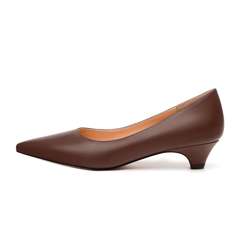 Women's Low Kitten Heels Pointed Toe Slip On Fashion Solid Pumps Womens Shoes for Daily Wedding Working2