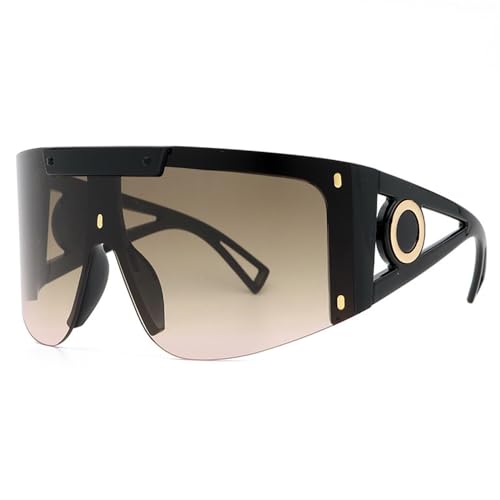 Lunettes de soleil surdimensionnées vintage sans monture masque futuriste une pièce