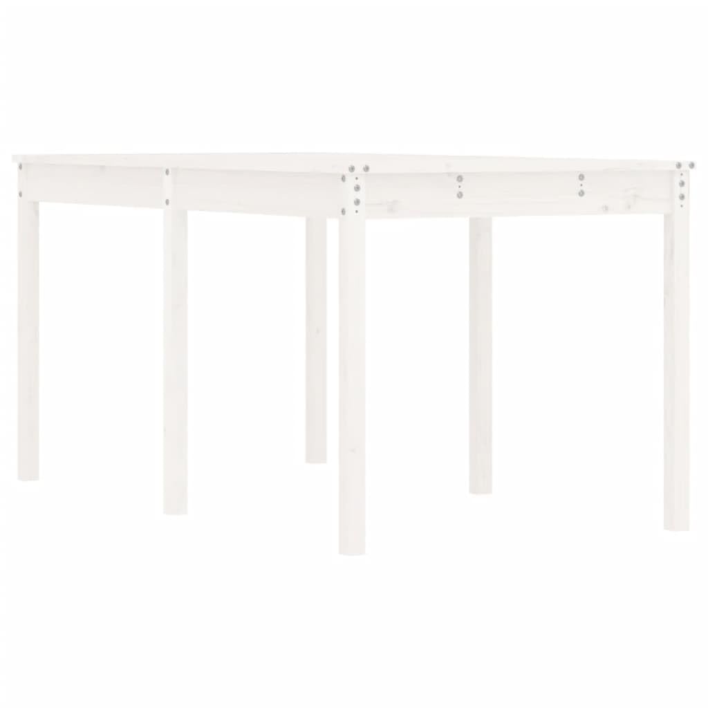 Stół ogrodowy, biały, 159,5 x 82,5 x 76 cm, lite drewno sosnowe, klasyczny stół drewniany do ogrodu, na taras, balkon, stabilna rama i wytrzymały blat stołu do użytku na zewnątrz