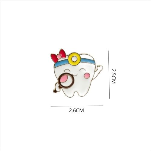 Image of 3 Pieces /5 Pieces Set Cute Tooth Pin Brooch Alloy Beautiful Enamel Pin Badge Dental Mirror Brooch Women's Men's Personality Fashion Style Doctor Dentist Uniform Brooch Gift (3pcs)