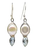 La joyería fina con la perla de la plata esterlina 925, la piedra preciosa del topacio azul cuelga los prados de la joyería del pendiente CCI