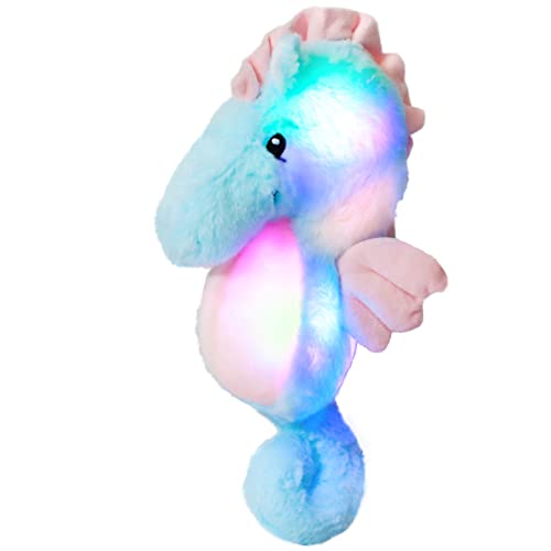 Image of Cuteoy Plush Musical Seahorse Stuffed LED Light up Ocean Animals Singing Lullabies Glow in Dark Wildlife Toy Gift for Kids Toddlers on Birthday Christmas, 12.5"