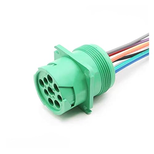 Arnés de conector de aviación circular verde de 9 pines compatible con protocolo J1939 macho 4