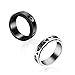 COLORFUL BLING 2pcs Stainless Steel Love Heart Spinner Band Ring Set Taiji Yin Yang 6/8mm Wide Anxiety Stress Relieving Fidget for Women Men Couple Wedding Promise Jewelry-7