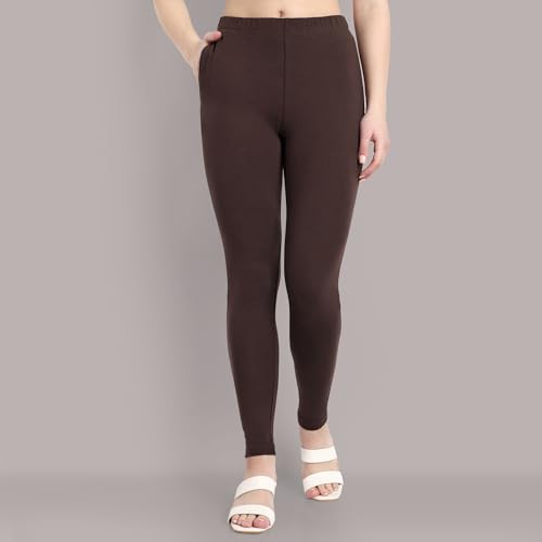 Image of ONE SKY Women Full Length Leggings | Cotton Modal Spandex Blend | High Waist Stretchable & Bio-Washed Fabric | Colour-Lock Technology | Comfortable Leggings for Women