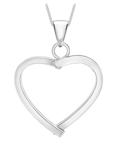 CARISSIMA Women's 9ct White Gold Mini Square Tube Heart Pendant o...