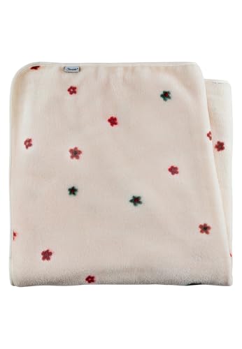 Sterntaler Babydecke Bauernhof Blumen - Schmusedecke mit Allover Motiv - Kuscheldecke Baby aus weichem Plüsch - Kinder Decke, Ecru