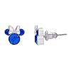 Disney Womens Minnie Mouse September Birthstone Stud Earrings - Minnie Mouse Jewelry - Faux Sapphire Earrings (September-Sapphire Crystal)