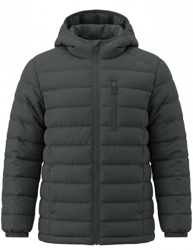 Image of wantdo Boy's Light Winter Jacket Zip Up Puffer Coat Hooded Windproof