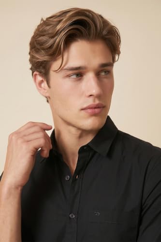 Image of Peter England Men's Slim Fit Full Sleeve Cotton Solid Casual Shirt with Pocket