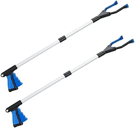 Reacher Grabber Tool of 2, 32" Foldable Grabber Reacher, Rotating Jaw - Mobility Aid Reaching Assist Tool, Trash Picker Upper Grabber (Blue)