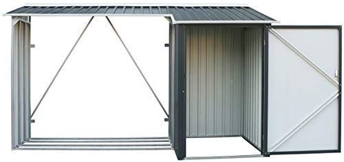 Duramax Metallgerätehaus Kaminholzregal mit Aufbewahrungsschrank anthrazit – Bild 4