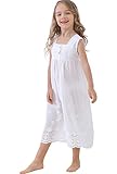 UQ Kids Girls Embroidered Lace Cotton Princess Nightgowns Sleepwear Dress Toddler 3-12 Years Off-White