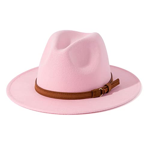 Image of Lisianthus Men & Women Vintage Wide Brim Fedora Hat | Classic Belt Buckle Decor, Adjustable Drawstring, Inner Breathable Sweatband, Timeless Style, Ideal for Travel & Daily