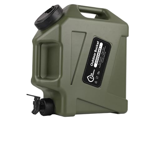 COOZMENT 3.2G (12L) Portable Water Jug with Spigot, BPA Free Green Storage Tank for Camping, Hiking, Emergencies