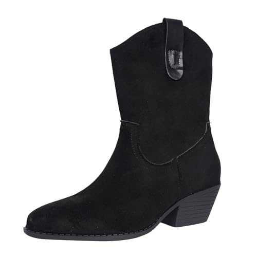 Bottines western femme beige mode automne hiver bout pointu talon bloc epais 5.3 cm