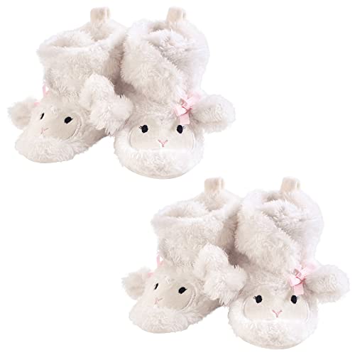 Hudson Baby Baby Cozy Fleece and Sherpa Booties Multi-Pack, Girl Lamb 2-Piece, 0-6 Months