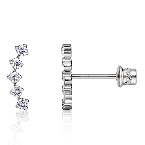 Limerencia Hypoallergenic G23 Implant Grade Titanium Stud Earrings Tragus 20G Helix F136 Piercing Post for Women Sensitive Ears Cartilage (Five Prong Cluster)