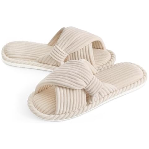 Evshine Corduroy Bow Slippers Cover