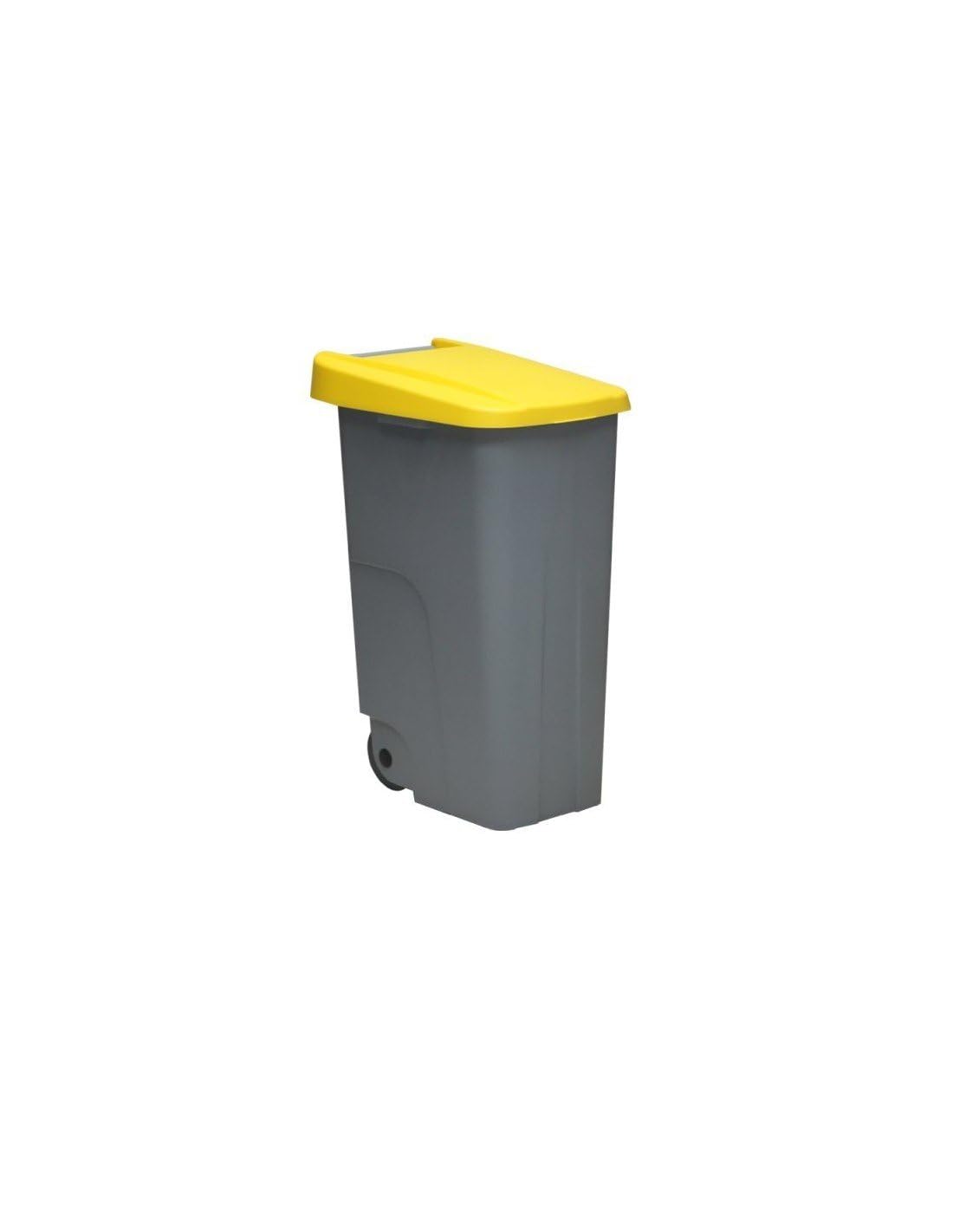JARDIN202 - Contenedor de Basura Eco 110 Litros Tapa Amarilla