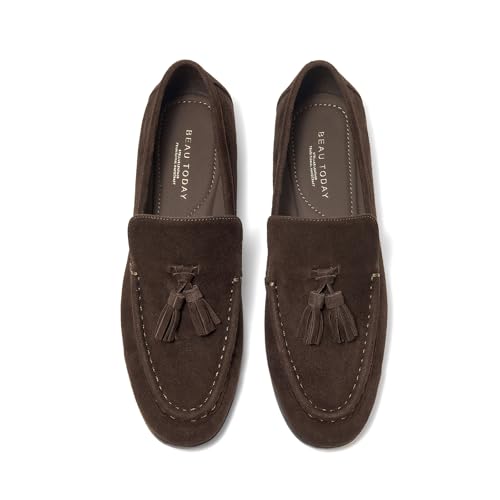 Image of BEAU TODAY Suede Tassel Loafers for Women, Slip On Flats Shoes Women Comfortable, Lightweight Ladies Loafers Shoes Dress Casual Business Driving Moccasins for Work