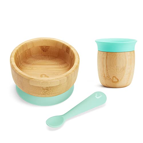 Image of Munchkin® Bambou™ Open Training Cup, Suction Bowl and Spoon Set for Babies and Toddlers, Non-Toxic Bamboo and Food-Grade Silicone