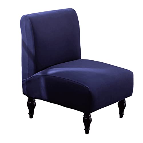Leonebebe Armless Accent Slipper Chair Covers, Stretch Living Room Slipper Chair Slipcover Spandex Jacquard Fabric Removable Washable Non-Slip Chair Cover For Home Hotel Bedroom (Dark Navy) #TOP7