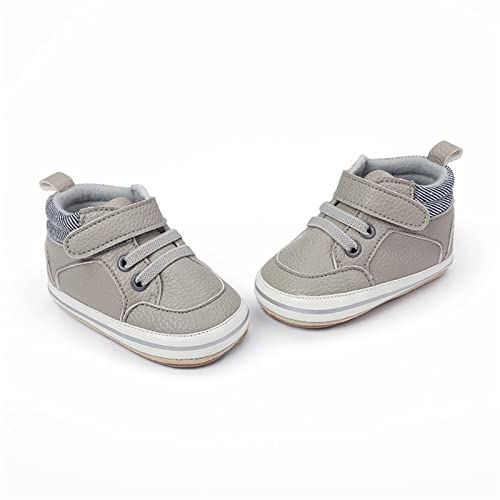 Image of SOFMUO Baby Boys Girls High Top Ankle PU Leather Sneakers Soft Rubber Sole Infant Moccasins Newborn Oxford Loafers Anti-Slip Toddler Wedding Uniform Dress Shoes