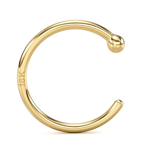 Body Candy Solid 18k Gold Nose Hoop Nose Ring, Real Gold Hypoallergenic Nose Piercing Jewelry - Handmade in USA by Master Jeweler, 20 Gauge 5/16