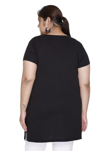 Image of Women Printed Cotton Tshirt with Side Slits & Pocket