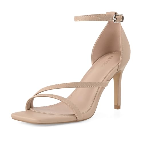 Women's High Heels Stilettos Strappy Heeled Sandals Ankle Buckle Square Toe Comfortable Casual Dress Pumps Shoes
