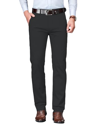Image of AVANOVA Men's Light Grey Solid Trousers Light Business Style Slightly Stretch Straight Leg Pants for Outdoor Casual Daily (Trouser 127)