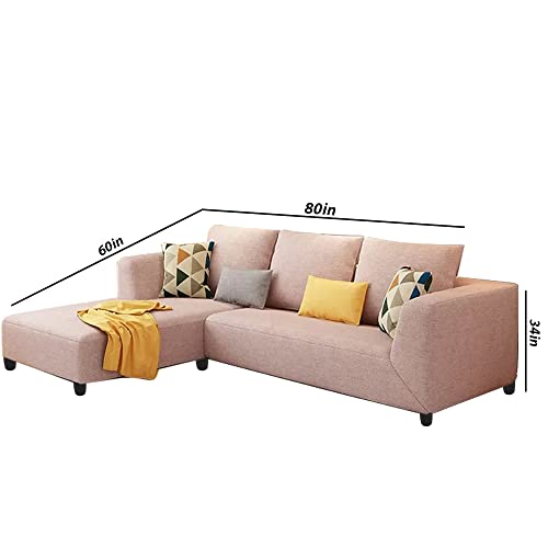 Image of Galib LHS 4 Seater L Shape Sofa Set for Living Room (Pink Fabric)