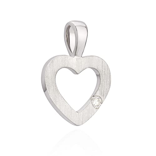 NKlaus Kettenanhänger Herz 585 Weiß Gold Brillant 0,02 ct W/Si Diamant 13x10 mm Amulettt 11469