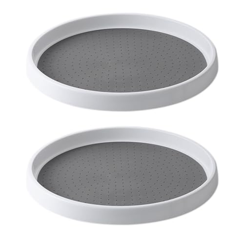 LOLYSIC 2 Pcs Lazy Susan Cupboard Organiser, 25cm 9.8 Lazy Susan Turntable Rotating Spice Rack Condiment Holders for Kitchen Cupboard Cabinet Fridge