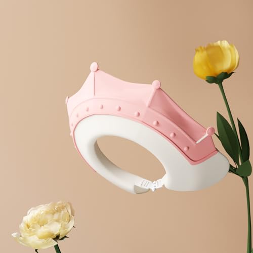 Image of PandaEar 2 Pack Baby Shower Cap Shield, Adjustable Silicone Bath Visor | Toddler hair washing shield keeps water and shampoo away from eyes and ears; soft, waterproof crown design fits comfortably.