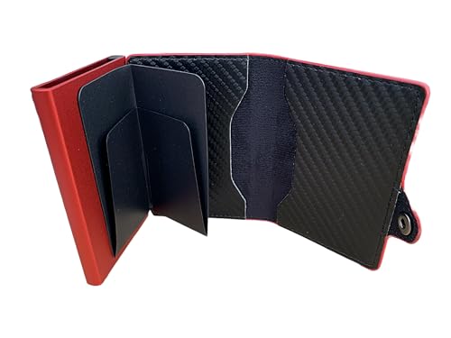 Minimalist Wallet with Pop Up Credit Card Holder and Money Clip, RFID Blocking, Slim, Stylish, Large Capacity with Gift Box (Red)4