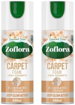 Zoflora Cosy Moments Carpet Foam, 1 x 400ml, Carpet Cleaner, Stain Remover Foam for Carpets and Upholstery, Neutralises Odours, Deep Cleans, Pet Safe (Pack of 2)