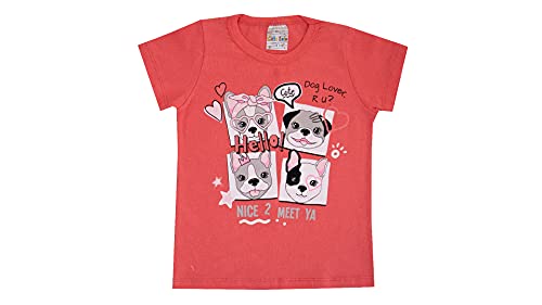 Kit Lote 5 Camisetas Blusa Manga Curta Infantil Menina Cor:Colorido;Tamanho:4