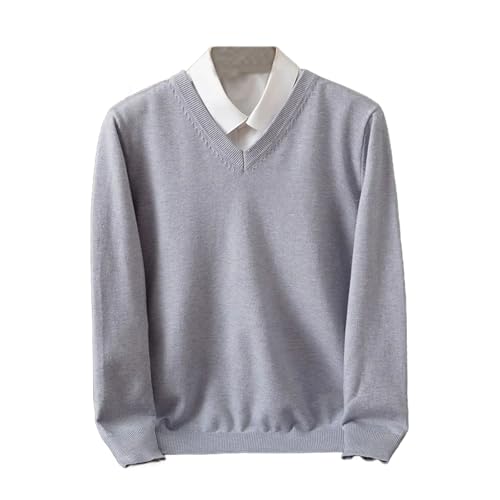 Cotton V Neck Slim Pullover Sweater Mens Autumn Knitwear Plus Size Simple Style Jersey Fashion