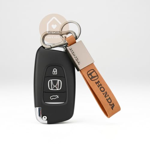 Image of Premium Leather Keychain Metal Hook Compatible with Durable Faux Leather Brown Strap with Heavy-Duty Alloy Clip Stylish Bike & Car Key Holder