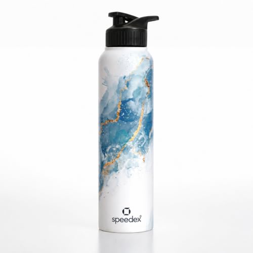 Image of Speedex Stainless Steel Printed Water Bottle 1 Ltr 1000 ml, BIS Approved, Leak Proof Sipper Cap Bottle for Office, School, Travel, Daily Use for Men, Women, Kids, Adults, Ice Marble, Set of 1