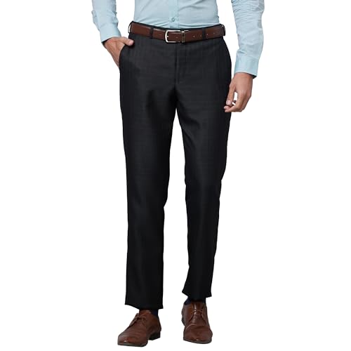 Pantalon formel pour homme de taille 48 en tissu premium mélangé bleu foncé texturé