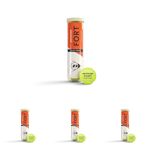 DUNLOP Pelota de Tenis Fort Clay Court: la Profesional en Tierra Batida (4 Pelotas) (Paquete de 4)
