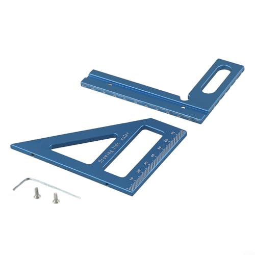 Righello di misurazione angolare 45/90 gradi, strumento per marcatura a triangolo per layout e misurazione dell'altezza, adatto per uso professionale e domestico (blu)