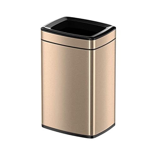 Caneca de basura cuadrada sin tapa 8L acero inoxidable dorado