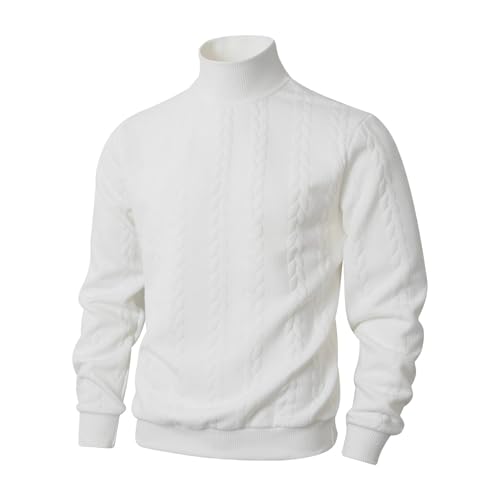 Men's Vintage Sweaters Fashion Ribbed Mock Neck Knitted Sweaters Fall Winter Warm Pullover Sweater Streetwear3